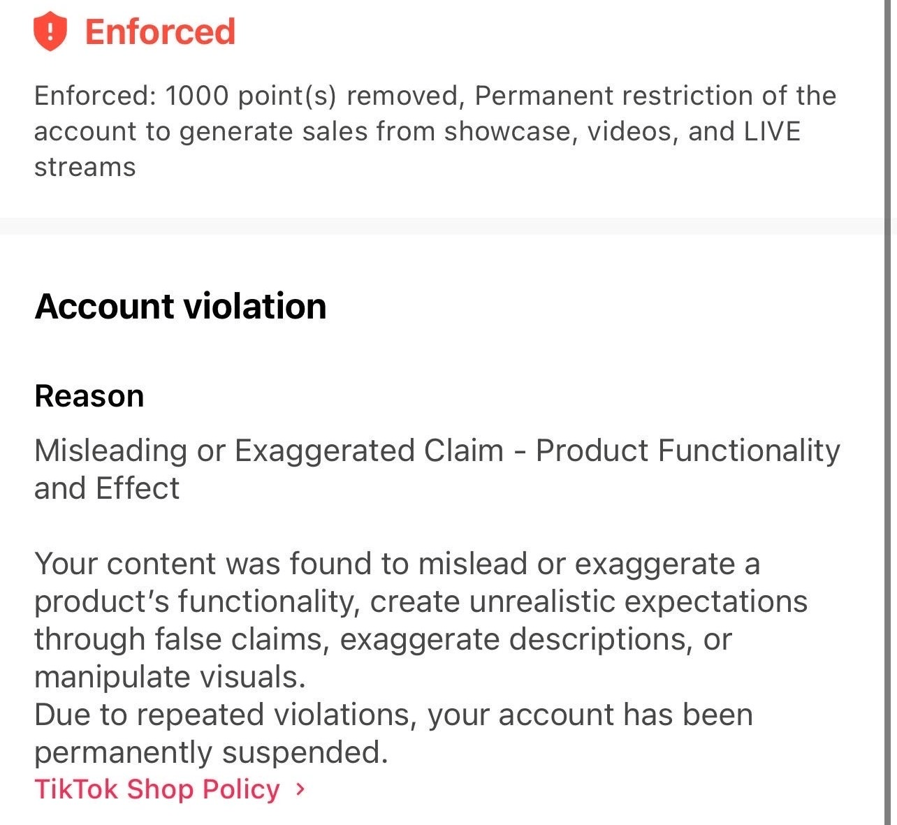 video removed notification